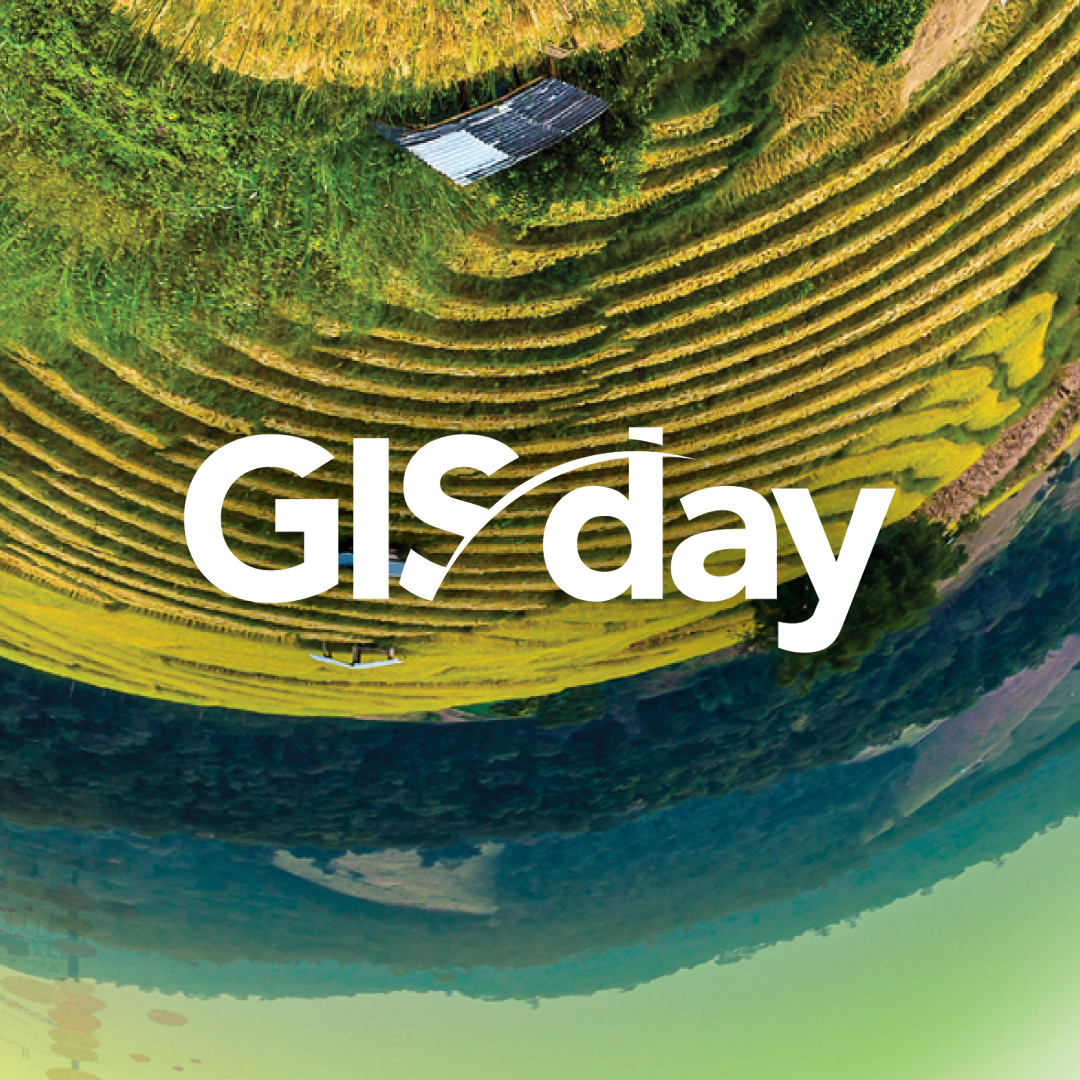 image of a landscape with GIS Day written over it